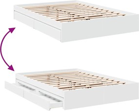 vidaXL Πλαίσιο Κρεβατιού με Συρτάρια Χωρίς Στρώμα Λευκό 160x200 εκ.