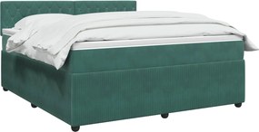 vidaXL Κρεβάτι box spring με στρώμα Σκούρο Πράσινο 180 x 200 cm