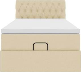 vidaXL Οθωμανικό κρεβάτι με στρώμα Cream 90x200cm ύφασμα