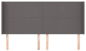 vidaXL Κεφαλάρι με Πτερύγια Γκρι 183x16x118/128 εκ. Συνθετικό Δέρμα