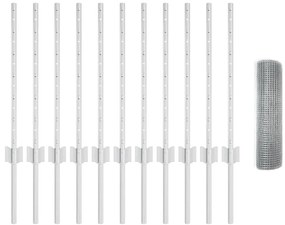 vidaXL Τείχος και Πόστ Ασημί 0,5 x 25 μ. Ατσάλι