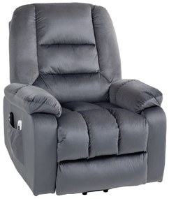 HOMCOM Πολυθρόνα μασάζ με υποβοήθηση ανύψωσης για ηλικιωμένους, 8 σημεία μασάζ, 2 πλαϊνές τσέπες, 85 cm x 94 cm x 107cm, γκρι