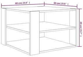 Τραπεζάκι Σαλονιού Καφέ Δρυς 60x60x40 εκ. Επεξεργασμένο Ξύλο - Καφέ