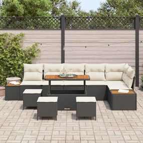vidaXL Σετ Καναπέ Κήπου με μαξιλάρι 10 pcs Μαύρο Πολυ ράταν