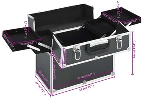 vidaXL Βαλίτσα Μακιγιάζ Μαύρη 38x23x34 εκ. Αλουμινίου