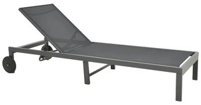 Ξαπλώστρα Mailo pakoworld ανθρακί αλουμίνιο και textilene σε μαύρη απόχρωση 71x206x30εκ