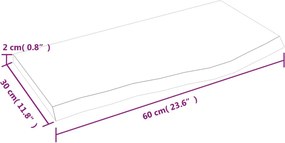 vidaXL Πάγκος Μπάνιου Σκούρο Καφέ 60x30x2 εκ. Επεξ. Μασίφ Ξύλο