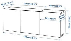 BESTÅ σύνθεση αποθήκευσης με πόρτες, 180x42x65 cm 594.347.51