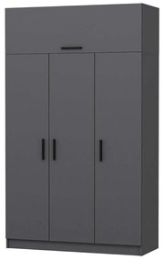 Ντουλάπα Τρίφυλλη Minar 506MNR2413 135x52x235cm Anthracite Τρίφυλλη