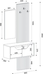 Έπιπλο εισόδου Naro Megapap χρώμα λευκό - sepet oak 90x35x204,2εκ.