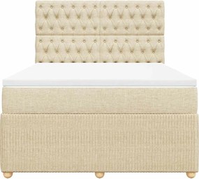 vidaXL Κρεβάτι Boxspring με Στρώμα Κρεμ 140x190 εκ. Υφασμάτινο