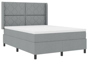 vidaXL Κρεβάτι με Στρώμα Ανοιχτό Γκρι 140x200 εκ Υφασμάτινο