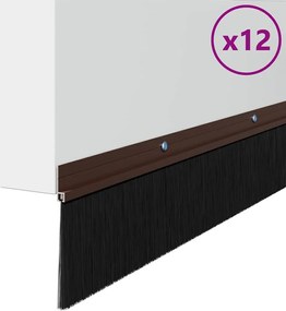 vidaXL Σφραγίδες πόρτας με βούρτσες που προσαρτώνται 12 pcs Καφέ