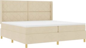 vidaXL Κρεβάτι με ελατήρια με στρώμα Κρεμ 200 x 200 cm ύφασμα