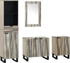 vidaXL Σετ Επίπλων Μπάνιου 4 pcs Καρυδιά Καφέ Επεξεργασμένο ξύλο