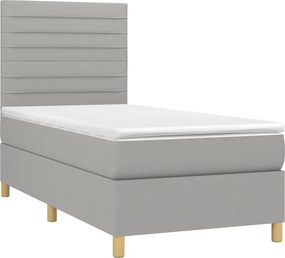 vidaXL Κρεβάτι Boxspring με Στρώμα &amp; LED Αν.Γκρι 80x200 εκ. Υφασμάτινο