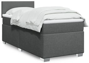 vidaXL Κρεβάτι Boxspring με Στρώμα Σκούρο Γκρι 100x200 εκ. Υφασμάτινο