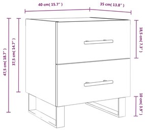 Κομοδίνα 2 τεμ. Καπνιστή Δρυς 40 x 35 x 47,5 εκ. Επεξεργ. Ξύλο - Καφέ