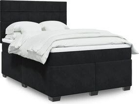 vidaXL Κρεβάτι Boxspring με Στρώμα Μαύρο 140x200 εκ. Βελούδινο