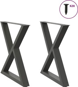 vidaXL Πόδια Τραπεζαρίας 2 τεμ. Ανθρακί 80x(72-73,3) εκ. Ατσάλι