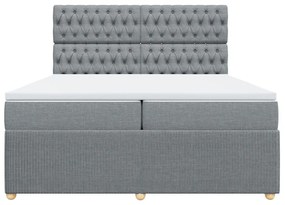 vidaXL Κρεβάτι Boxspring με Στρώμα Ανοιχτό Γκρι 200x200 εκ. Υφασμάτινο