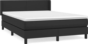 vidaXL Κρεβάτι Boxspring με Στρώμα Μαύρο 140x200εκ.από Συνθετικό Δέρμα