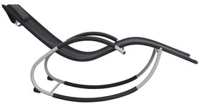 vidaXL Ξαπλώστρα Μαύρη από Textilene με Μαξιλάρι