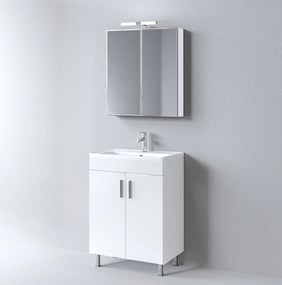 Martin Skopelos 61x37 White Gloss - Πάγκος με Νιπτήρα &amp; Καθρέπτη