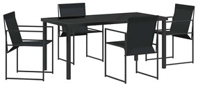 vidaXL Σέτ φαγητού για κήπο 5 pcs Μαύρο Textilene και ατσάλι με σκόνη