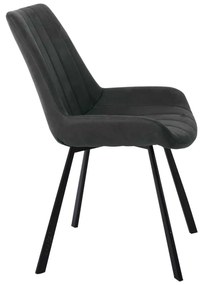 Καρέκλα Μεταλλική MATT Μαύρη/Ύφασμα Suede Ανθρακί 55x61x88cm (Σετ 4 ΤΕΜ)