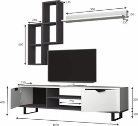Σύνθεση τηλεόρασης Lonsa Megapap χρώμα λευκό 160x35x40εκ.