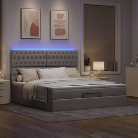 Οθωμανικό κρεβάτι με στρώμα &amp; LEDs Taupe 180x200cm ύφασμα 3314111