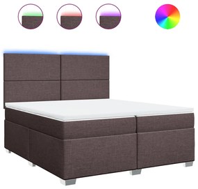 Κρεβάτι Boxspring με Στρώμα Σκούρο Καφέ 200x200 εκ. Υφασμάτινο - Καφέ