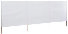 vidaXL Προστατευτικό Αέρα με 3 Πάνελ Λευκό Άμμου 400x160 εκ. Ύφασμα