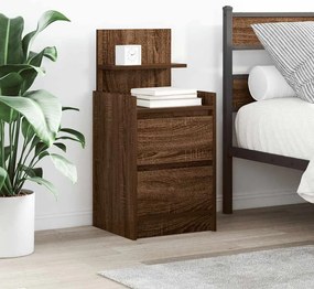 vidaXL Κομοδίνα με 2 συρτάρια 2 τεμάχια Καφέ Δρυς 38x34x80 εκ.