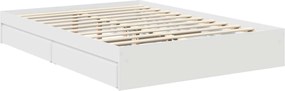 vidaXL Κρεβάτι Αποθήκης Λευκό 140 x 190 cm Επεξεργασμένο ξύλο