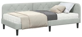 vidaXL Κρεβάτι Γωνίας με στρώμα Ανοιχτό γκρι 100 x 200 cm Βελούδο