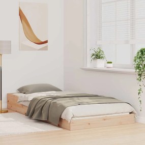 vidaXL Σκελετός Κρεβατιού Καφέ 90 x 210 cm Μασίφ ξύλο πεύκου