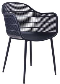Πολυθρόνα BERRY Μεταλλική Μαύρη/PP-UV Μαύρο 58x58x85cm (Σετ 4 ΤΕΜ)