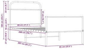 Πλαίσιο Κρεβατιού Χωρ. Στρώμα Sonoma Δρυς 80x200εκ Επεξ. Ξύλο - Καφέ