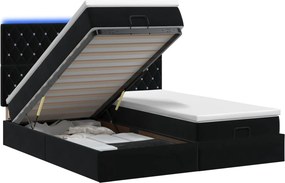 vidaXL Κρεβάτι Ottoman με Στρώμα και LED Μαύρο 200 x 200 cm Βελούδο
