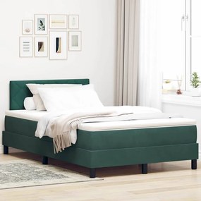 Κρεβάτι Box Spring vidaXL με στρώμα σκοτεινού πράσινου χρώματος 120x200 εκ. Βελούδο