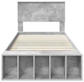vidaXL Σκελετός Κρεβατιού με ράφι Σκυρόδεμα Γκρι 90 x 190 cm