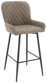 Σκαμπό bar Delicacy μεταλλικό μαύρο-ύφασμα antique γκρι-καφέ antique 2αδα 49x49x98 εκ.