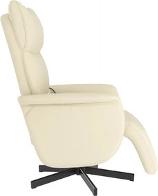 vidaXL Πολυθρόνα Μασάζ Ανακλινόμενη με Υποπόδιο Κρεμ από Συνθ. Δέρμα