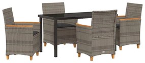vidaXL Σέτ φαγητού για κήπο 5 pcs Γκρι συνθετικό ρατάν