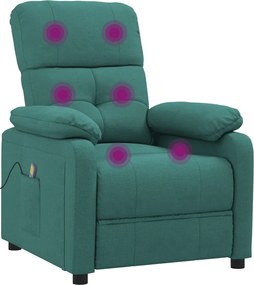 vidaXL Πολυθρόνα Μασάζ Σκούρο Πράσινο Υφασμάτινη