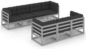 vidaXL Σαλόνι Κήπου Σετ 8 Τεμαχίων από Μασίφ Ξύλο Πεύκου &amp; Μαξιλάρια