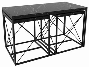 Ζιγκόν Defne (Σετ 3Τμχ) 854KLN2910 100x50x52/45x45x47cm Marble Effect Black