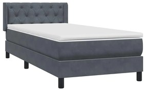 vidaXL Box Spring Κρεβάτι με στρώμα Σκούρο γκρι 80x210 εκ. Βελούδινο